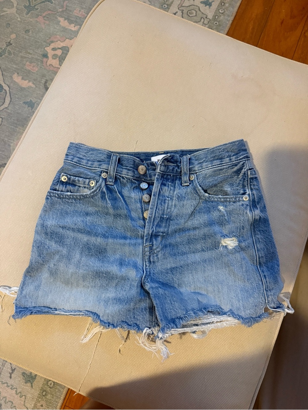 pistola Distressed Light Blue Denim Cutoff Shorts